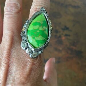 Alexis Bittar Green Mojave Turquoise Ring size 7 (AS IS)